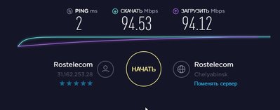 www.speedtest.net/ru показывает прекрасную скорость соединения.